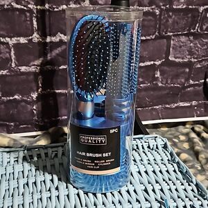 Professional 🎁 Quality 5 pc Hair Brush Set in Royal Blue includes stand